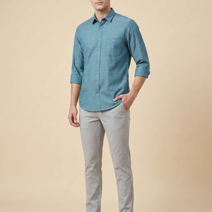 Men’s Premium Melange Cotton Shirt – Regular Fit | Soft Textured Fabric | Office & Casual Wear