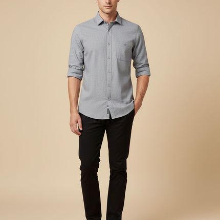 Men’s Premium Melange Cotton Shirt – Regular Fit | Soft Textured Fabric | Office & Casual Wear
