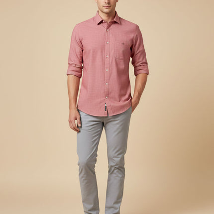 Men’s Premium Melange Cotton Shirt – Regular Fit | Soft Textured Fabric | Office & Casual Wear