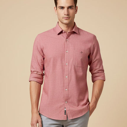 Men’s Premium Melange Cotton Shirt – Regular Fit | Soft Textured Fabric | Office & Casual Wear