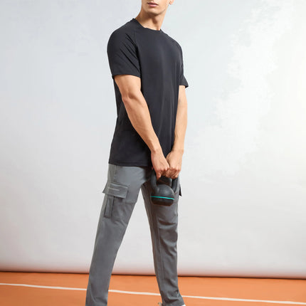 Men’s Solid Relax Fit Sports Cargo Trackpants with TS FLEXI Technology