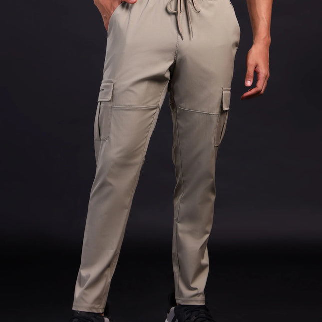 Men’s Solid Relax Fit Sports Cargo Trackpants with TS FLEXI Technology
