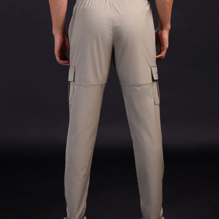 Men’s Solid Relax Fit Sports Cargo Trackpants with TS FLEXI Technology