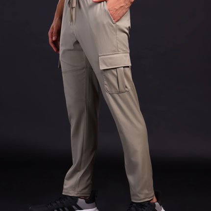 Men’s Solid Relax Fit Sports Cargo Trackpants with TS FLEXI Technology