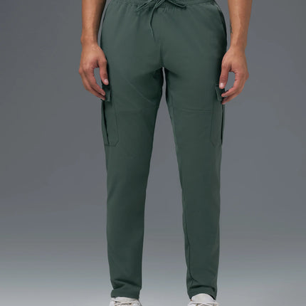 Men’s Solid Relax Fit Sports Cargo Trackpants with TS FLEXI Technology