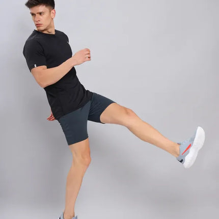 Men’s Solid Slim Fit Crew Neck T-Shirt with Advanced TECHNO COOL+ Fabric