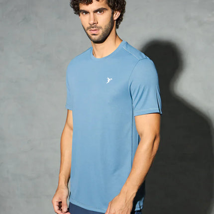 Men’s Solid Slim Fit Crew Neck T-Shirt with Advanced TECHNO COOL+ Fabric