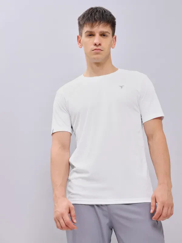 Men’s Solid Slim Fit Crew Neck T-Shirt with Advanced TECHNO COOL+ Fabric