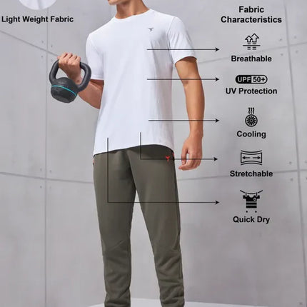 Men’s Solid Slim Fit Crew Neck T-Shirt with COTFLEX Innovation