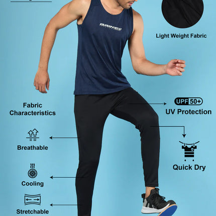 Men’s Solid Slim Fit Trackpants with Advanced TECHNO DRY Fabric