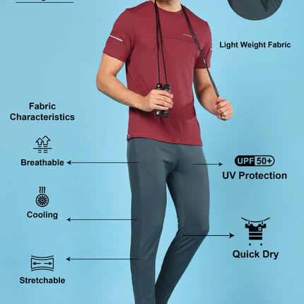 Men’s Solid Slim Fit Trackpants with Advanced TECHNO DRY Fabric