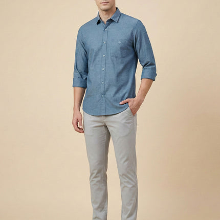 Men’s Premium Melange Cotton Shirt – Regular Fit | Soft Textured Fabric | Office & Casual Wear